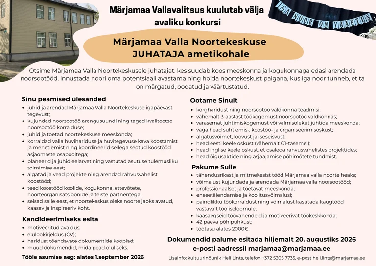 Märjamaa noorsootöö vajab uut juhti: tähtaeg läheneb